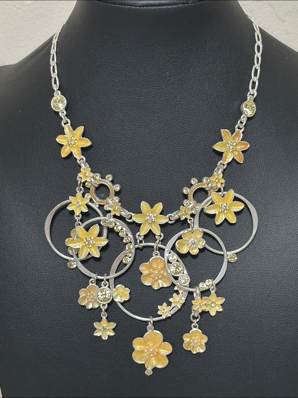 PILGRIM Danish Design Yellow Enchanted Flower Statement Necklace